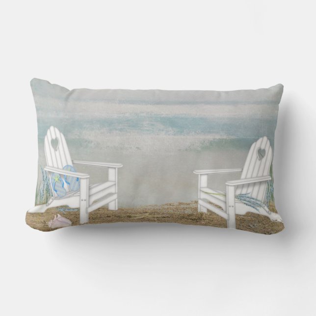 Adirondack Beach Chairs Watercolor Lumbar Cushion (Front)