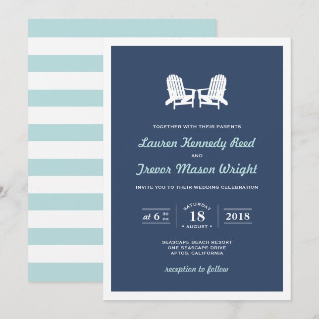 Adirondack Beach Chairs Wedding Invitation (Front/Back)