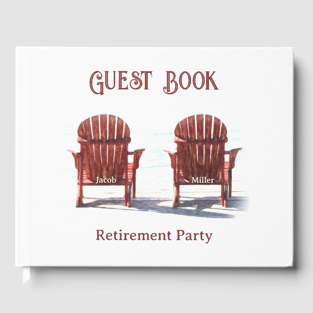 Adirondack Brown Beach Chairs Retirement Party Guest Book (Front)