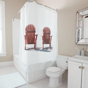 Adirondack Brown Beach Chairs Rustic Cottage Shower Curtain