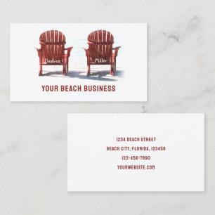 Adirondack Brown White Beach Chairs Business Card
