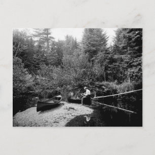 Adirondack Canoe Fishing Postcard
