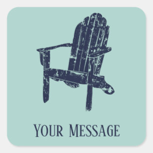 Adirondack Chair Navy and Aqua Blue Personalised Square Sticker