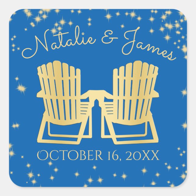 Adirondack Chairs Beach Starry Sky Square Sticker (Front)