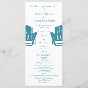 Adirondack Chairs Beach Wedding Program Programme