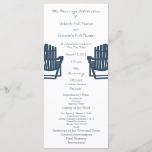Adirondack Chairs Blue Beach Wedding Program Programme