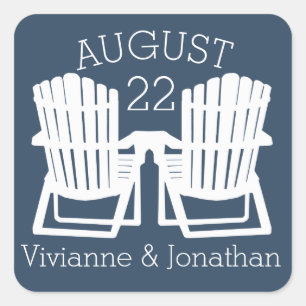 Adirondack Chairs Blue Square Sticker