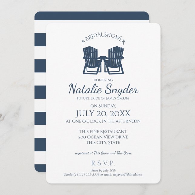 Adirondack Chairs Bridal Shower Invitation (Front/Back)