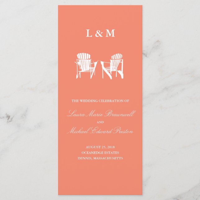 Adirondack Chairs | Ceremony Progam Programme (Front)