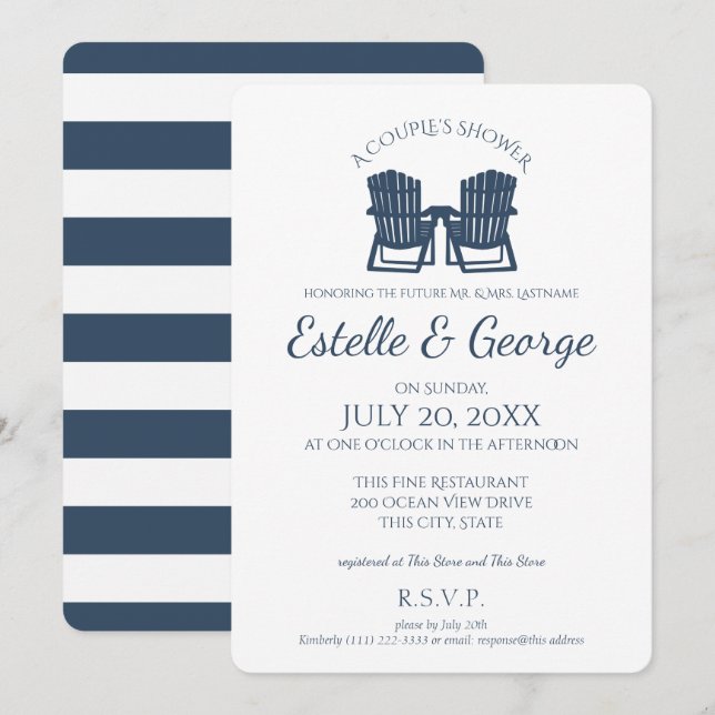 Adirondack Chairs Couple's Shower Invitation (Front/Back)
