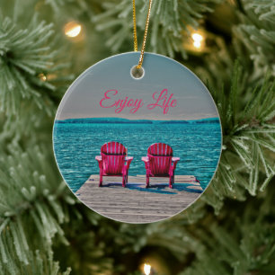Adirondack Chairs Enjoy Life At The Cottage Rustic Ceramic Tree Decoration
