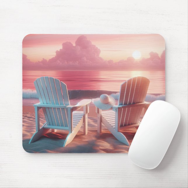 Adirondack Chairs In Pink Sunset Mouse Mat (With Mouse)