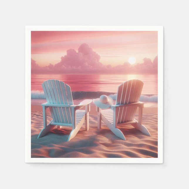 Adirondack Chairs In Pink Sunset Napkin (Front)