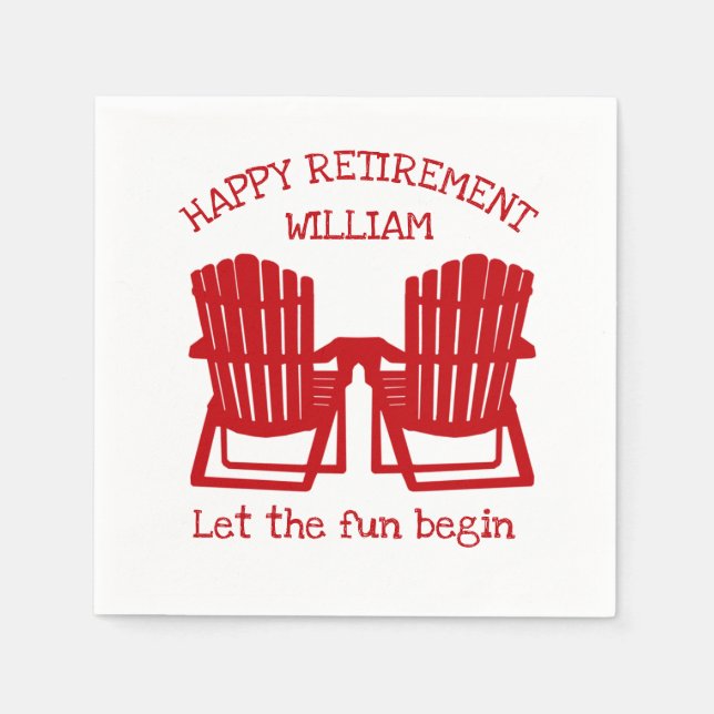 Adirondack Chairs Navy Red Retirement Napkins (Front)