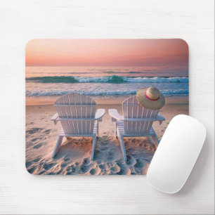 Adirondack Chairs On Tropical Beach Mouse Mat
