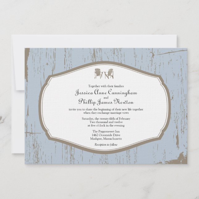 Adirondack Chairs Rustic Wedding Invitation (Front)