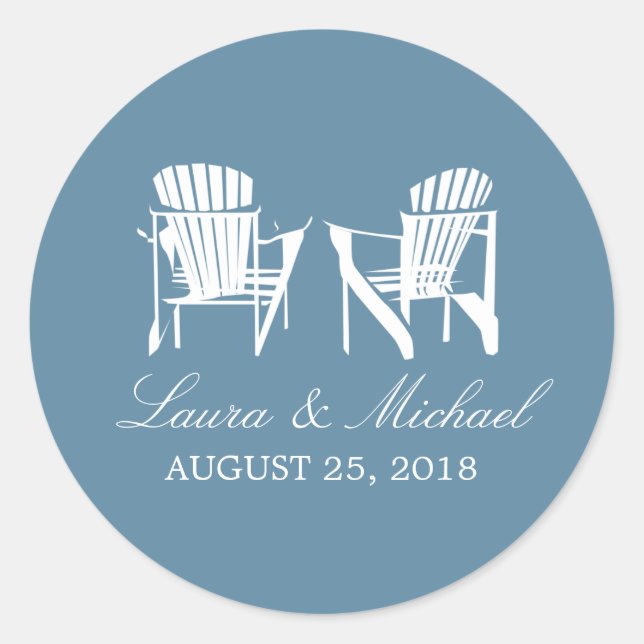 Adirondack Chairs | Wedding Classic Round Sticker (Front)