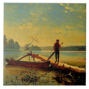Adirondack Lake, painting by Winslow Homer, Tile