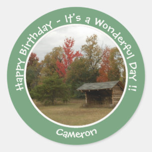 Adirondack Lean-to in Autumn Birthday Party Items Classic Round Sticker