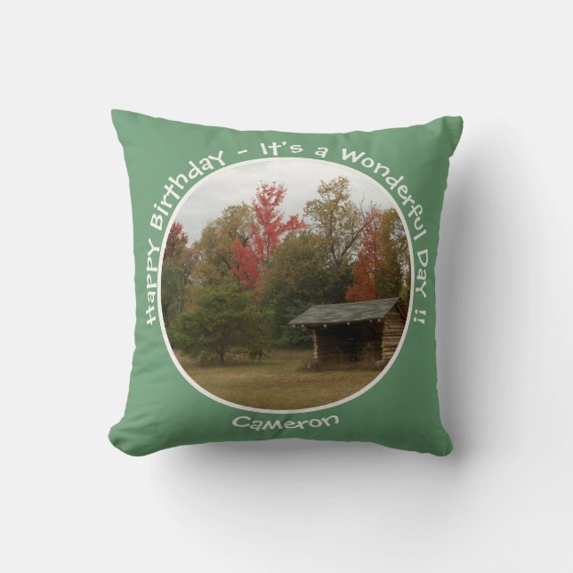 Adirondack Lean-to in Autumn Birthday Party Items Cushion (Front)