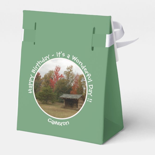 Adirondack Lean-to in Autumn Birthday Party Items Favour Box (Back Side)