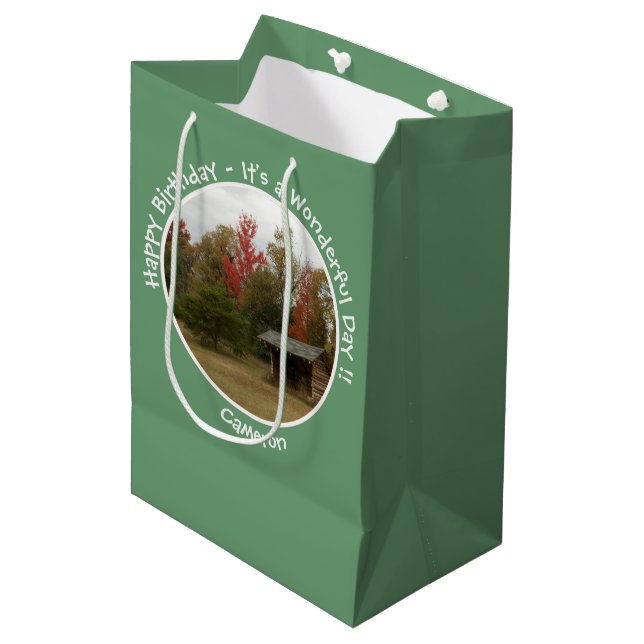 Adirondack Lean-to in Autumn Birthday Party Items Medium Gift Bag (Front Angled)