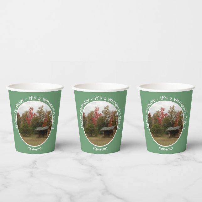Adirondack Lean-to in Autumn Birthday Party Items Paper Cups (Multi)
