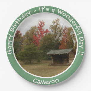 Adirondack Lean-to in Autumn Birthday Party Items Paper Plate