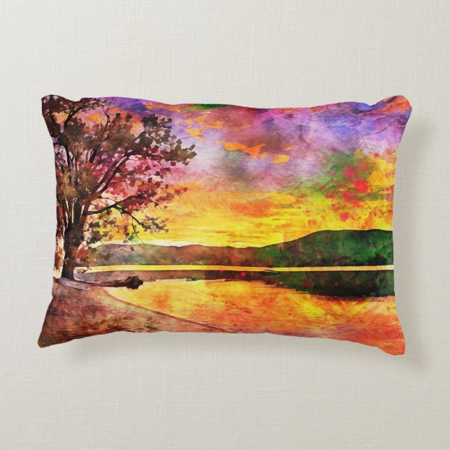Adirondack Mountain Early Sunrise Scene Decorative Cushion (Back)