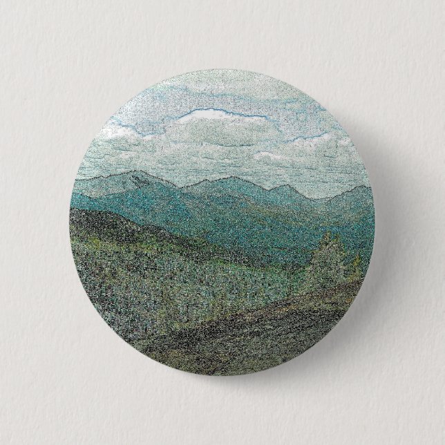 Adirondack Mountain Peaks Panorama 6 Cm Round Badge (Front)