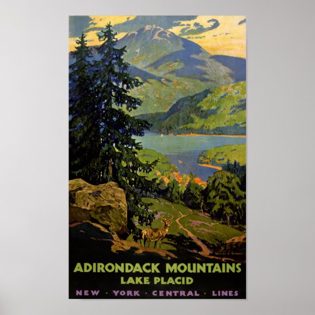 Adirondack Mountains Lake Placid Vintage Poster Re (Front)