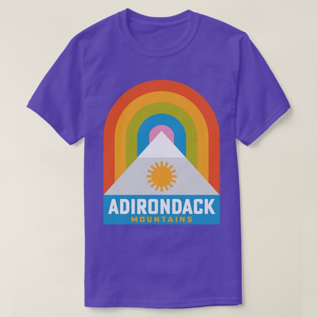 Adirondack Mountains New York Rainbow Hiking T-Shirt (Design Front)