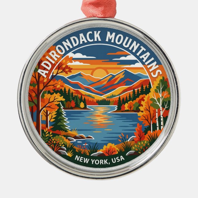 Adirondack Mountains USA Metal Tree Decoration (Front)