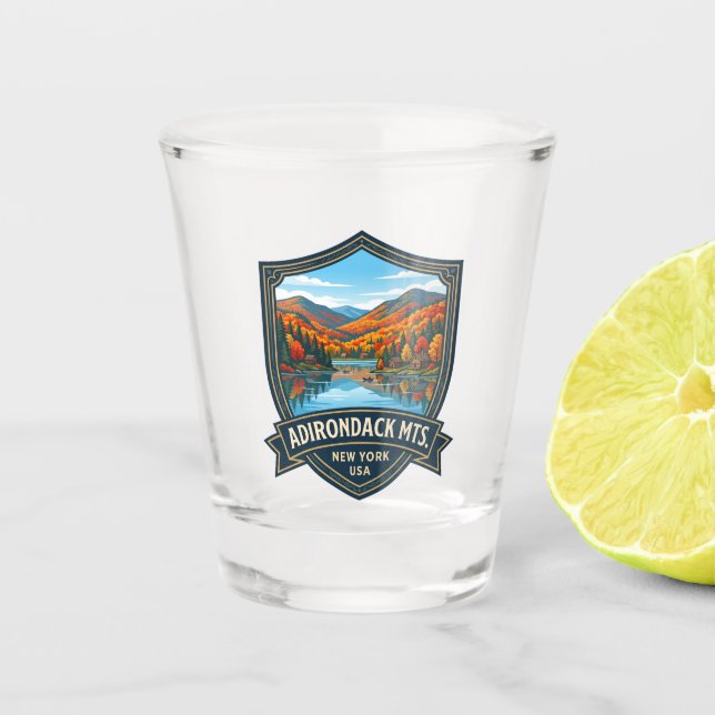 Adirondack Mountains USA Shot Glass (Front)