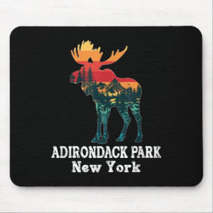 Adirondack Park Moose Silhouette Hiking New York Mouse Mat