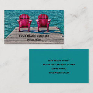 Adirondack Pink Teal Beach Chairs Business Card