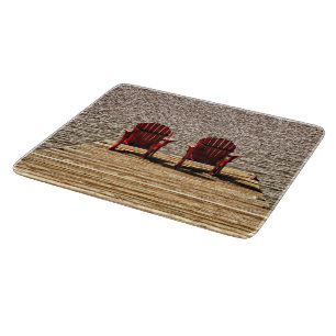 Adirondack Red Beach Chairs Cottage Country Cutting Board