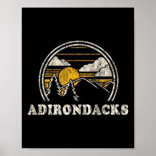 Adirondacks New York Ny T Shirt Vintage Hiking Mou Poster
