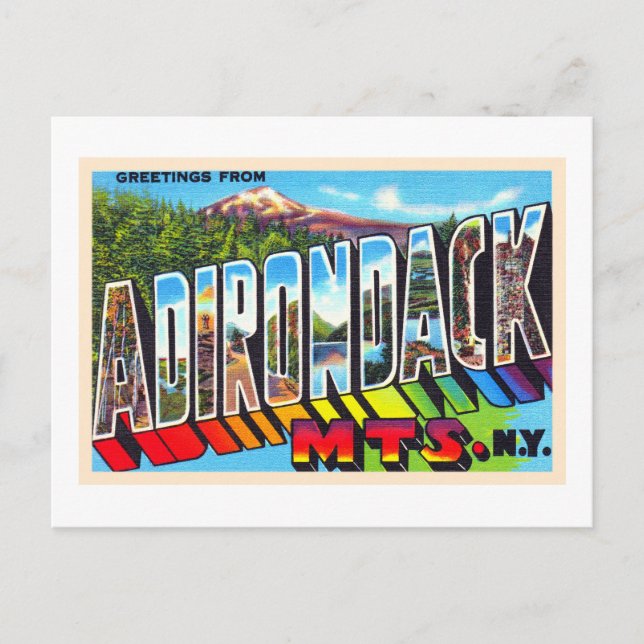 Adirondacks New York Vintage Large Letter Postcard (Front)