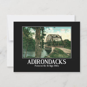 Adirondacks, Pottersville NY Bridge Vintage  Postcard