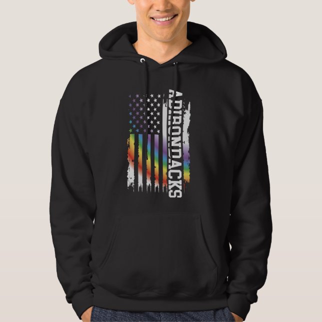 Adirondacks United States Distressed Rainbow w US  Hoodie (Front)