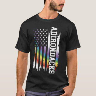 Adirondacks United States Distressed Rainbow w US  T-Shirt