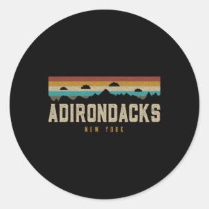 Adirondacks Vintage Mountains Hiking Camping New Y Classic Round Sticker