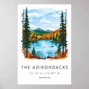 Adirondacks Watercolor National Park Poster