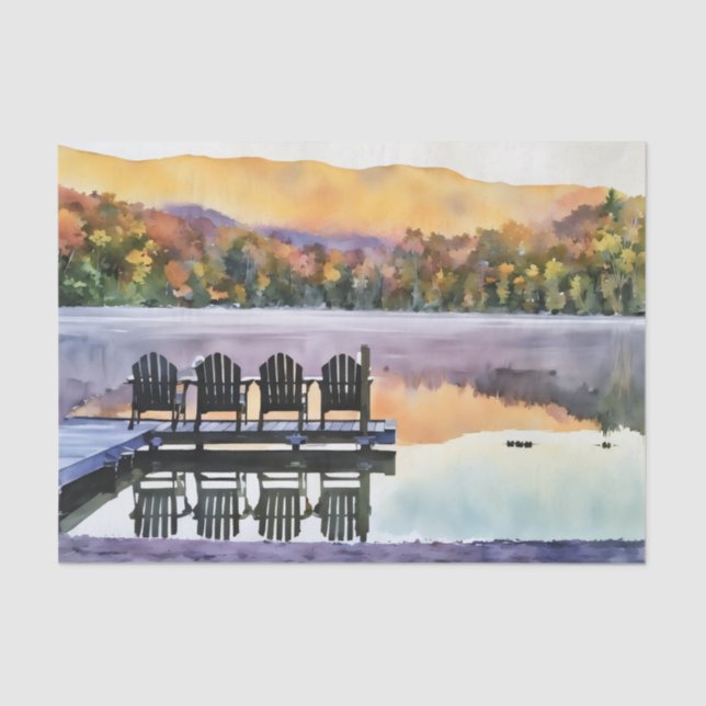 Adirondak fall Heart Lake watercolor tissue paper (Front)