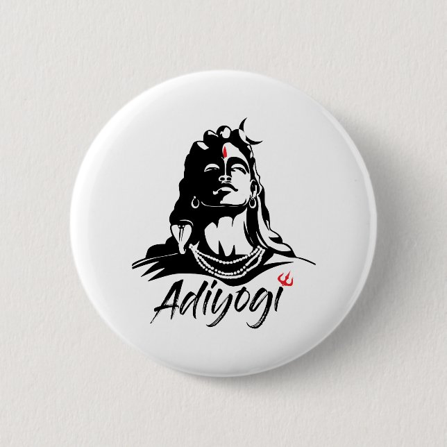 Adiyogi or Adhi Yogi Shiva Mahadev Aum Hindu 6 Cm Round Badge (Front)