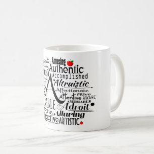 Adjective Word Cloud beginning with letter A  Coffee Mug