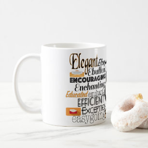 Adjective Word Cloud beginning with letter E Coffee Mug