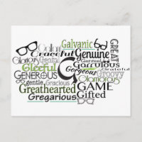 Adjective Word Cloud beginning with letter G