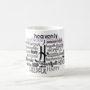Adjective Word Cloud beginning with letter H Coffee Mug